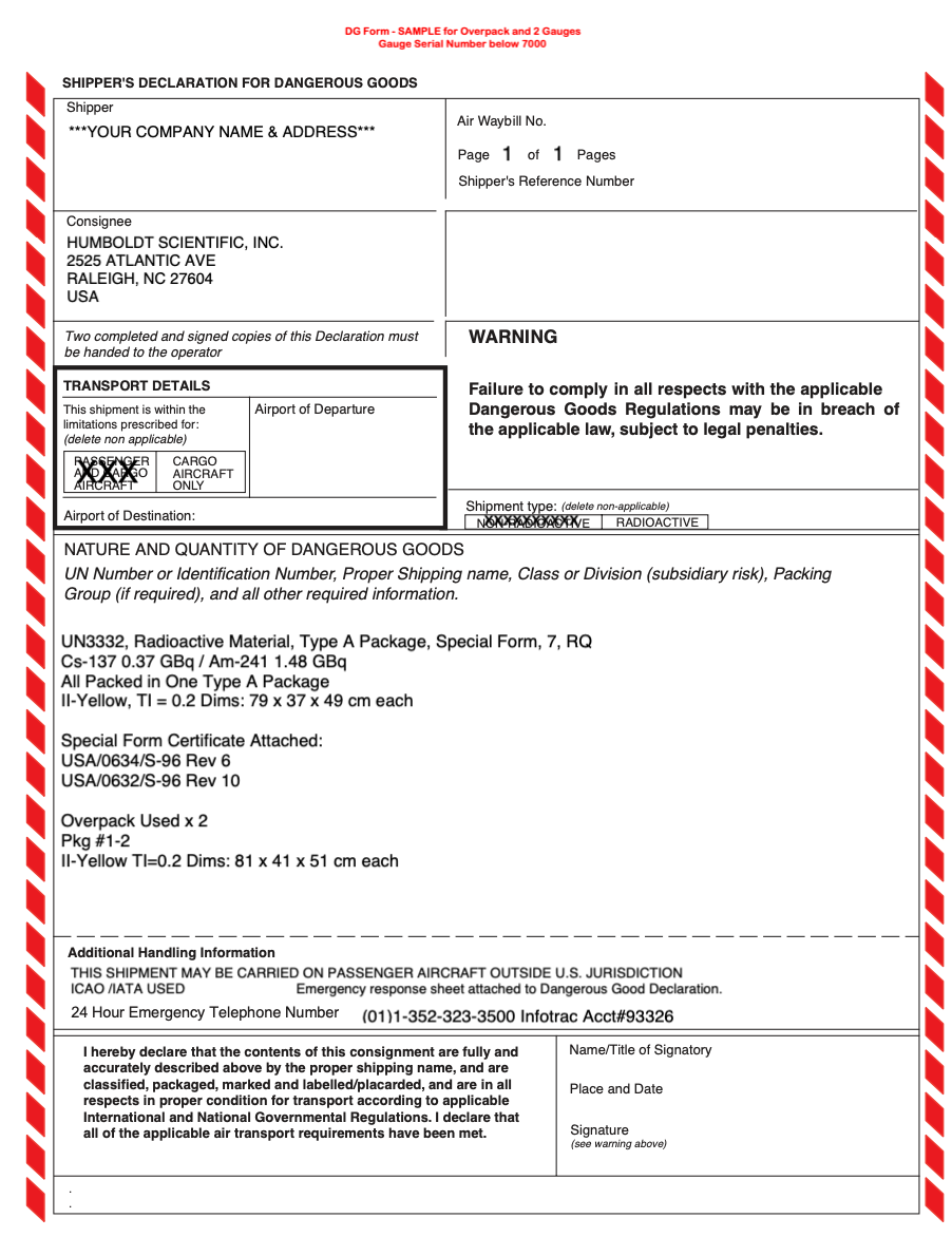 Radioactive certificate non A good